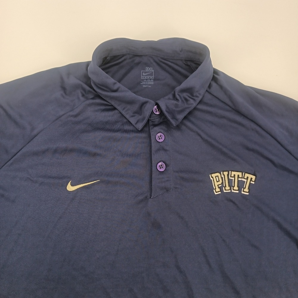 Nike Pitt Panthers Mens 3XL Navy Blue Fit Dry‎ Short Sleeve Polo Shirt SP09HBS